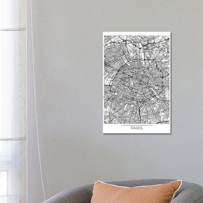 Paris Minimal Urban Blueprint Map by Hubert Roguski - Wrapped Canvas Print