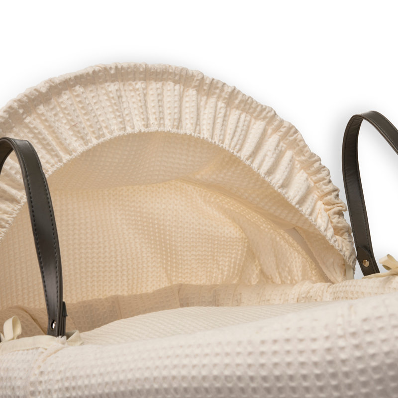 Waffle Wicker Moses Basket, Cream