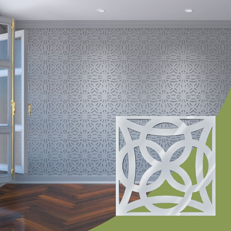 Baytown Decorative Fretwork Acrylic Wall Panels, Small, 11 3/8"W x 11 3/8"H x 1/8"TWhite, 11.38" H x 11.375" W x 0.125" D