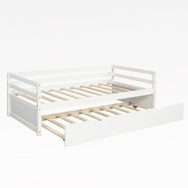 Lit de jour à plateforme simple avec lit gigogne Gaynard par Harriet Bee, Blanc