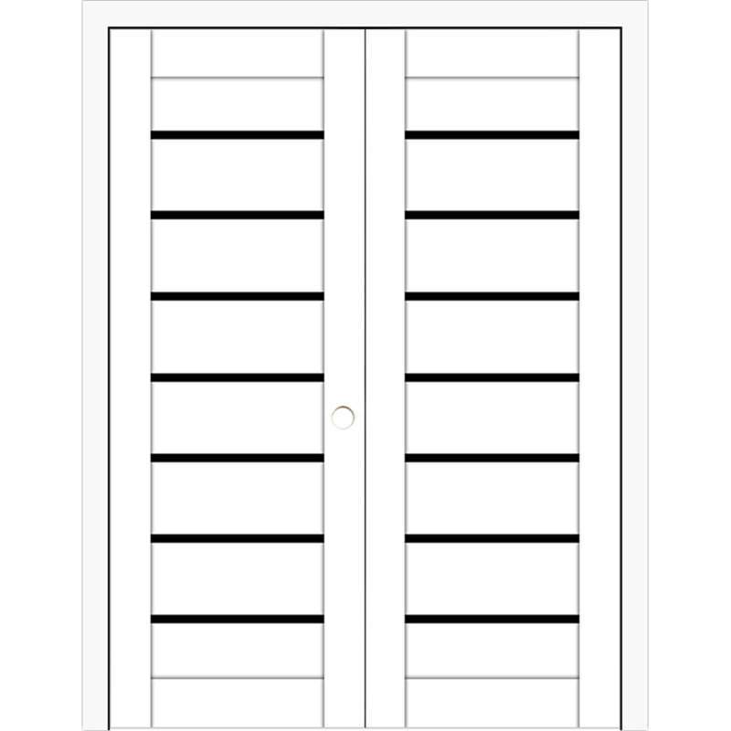Domino 01 Porte intérieure à double battant laminé blanc doux pré-suspendu 36 po x 84 po à gauche, 36 po x 84 po, Gauche