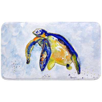 Blue Sea Turtle - Left Bath Mat