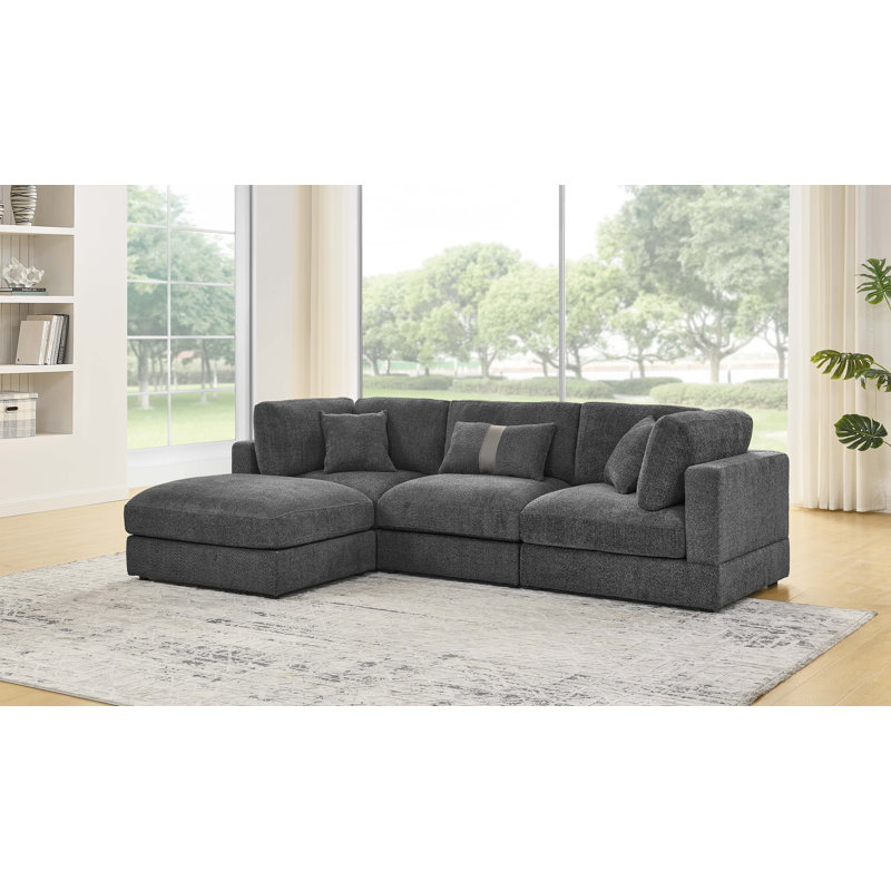 Canapé modulaire Luxecloud, Gris bouclé / polyester