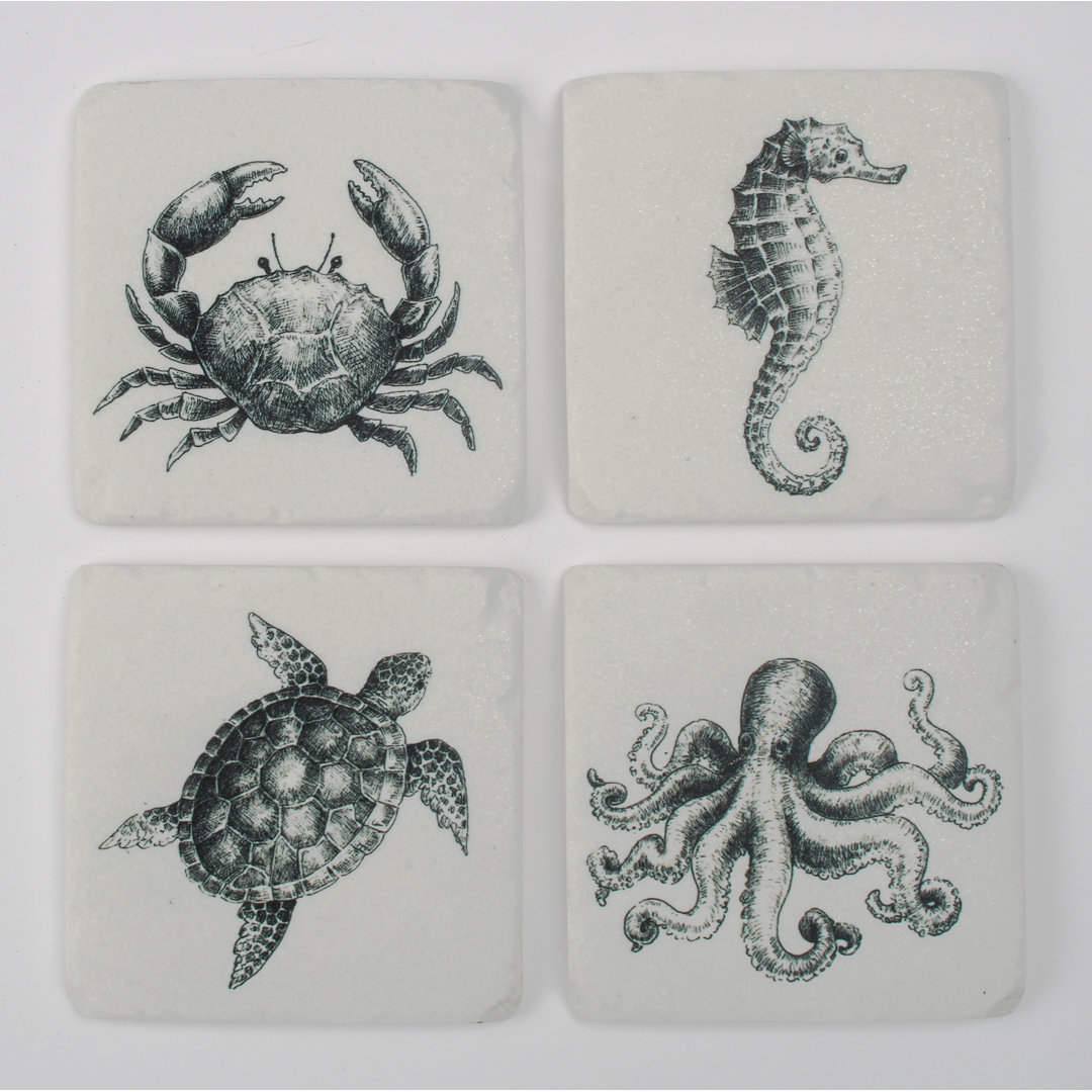 Resin Square 4 Piece Coaster Set