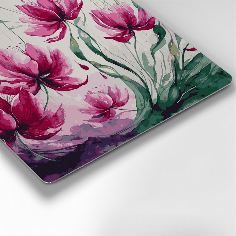 Art mural en métal beige botanique fuchsia, H 144 po x l 144 po x P 0,05 po