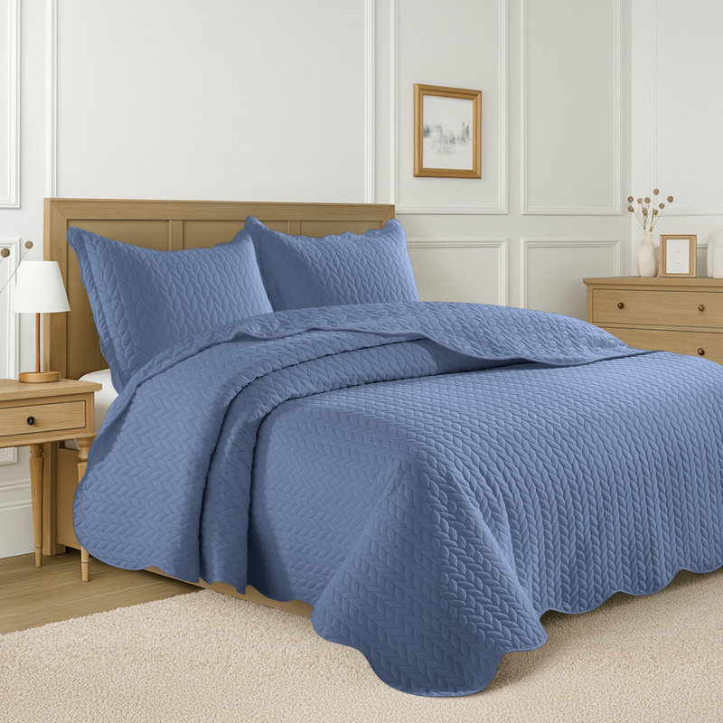Ensemble de couvre-lit matelassé embossé - Couvre-lit en microfibre ultra doux avec taies décoratives, literie de style hôtel pour tous les lits