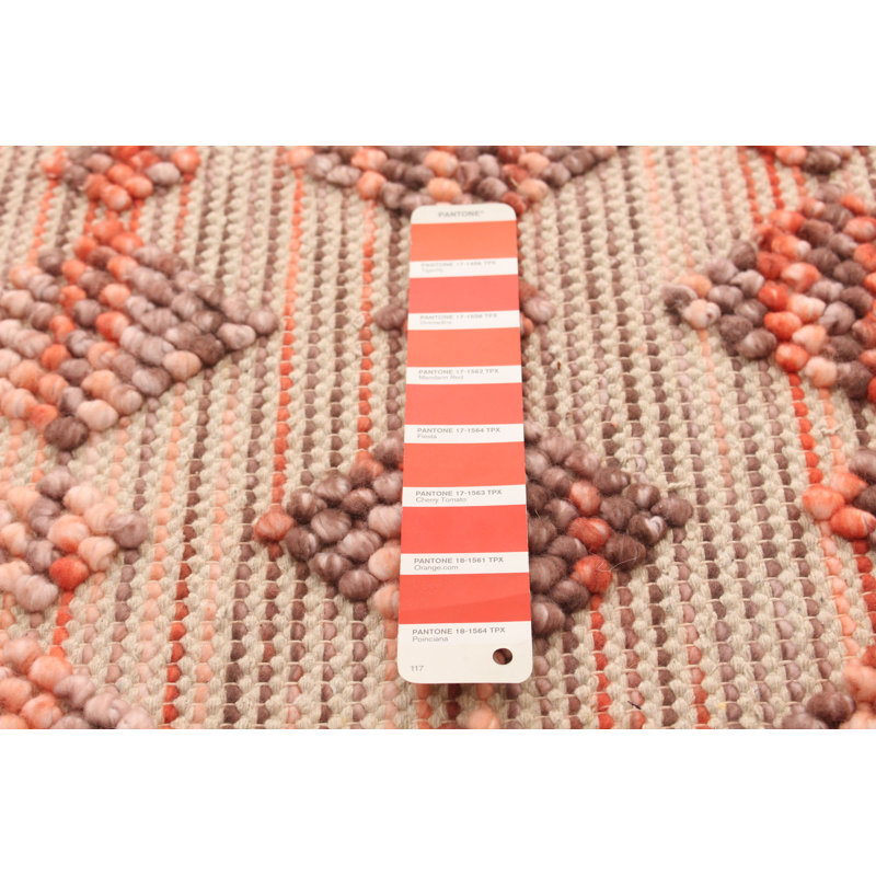 Tapis rouille / beige en laine tressé à la main Elkton