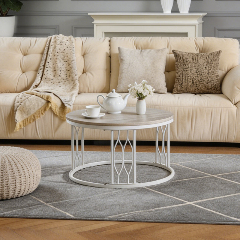 Table basse 27,5 pouces, White,Wood