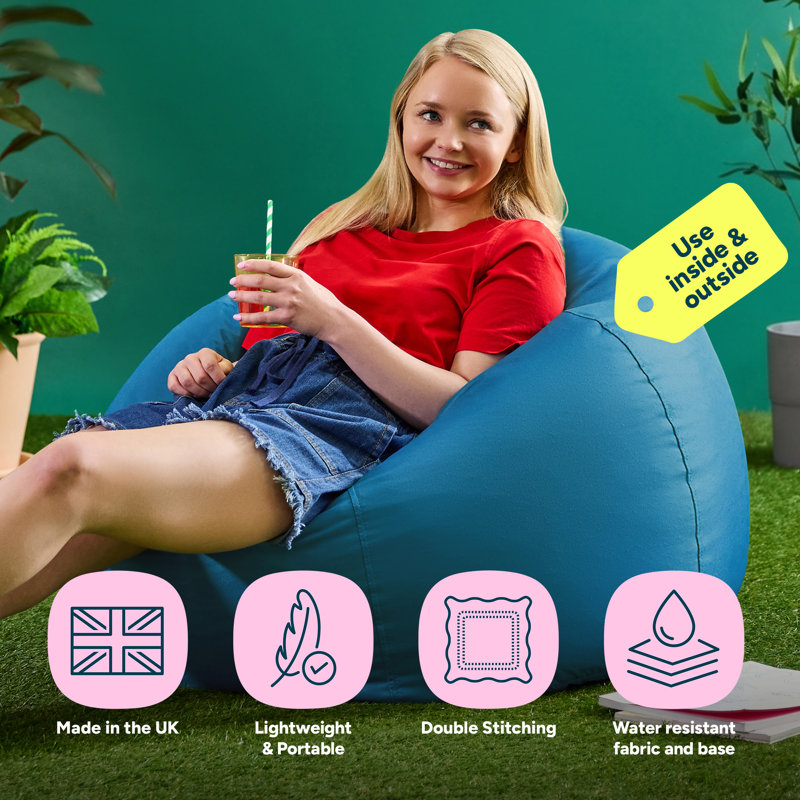 Teen Classic Water-Resistant Bean Bag Chair, Teal Green