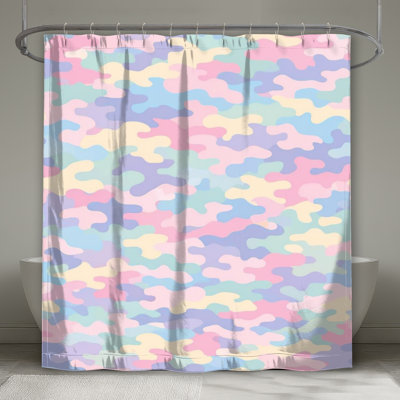 Pastel Camouflage Pattern Shower Curtains Extra Long