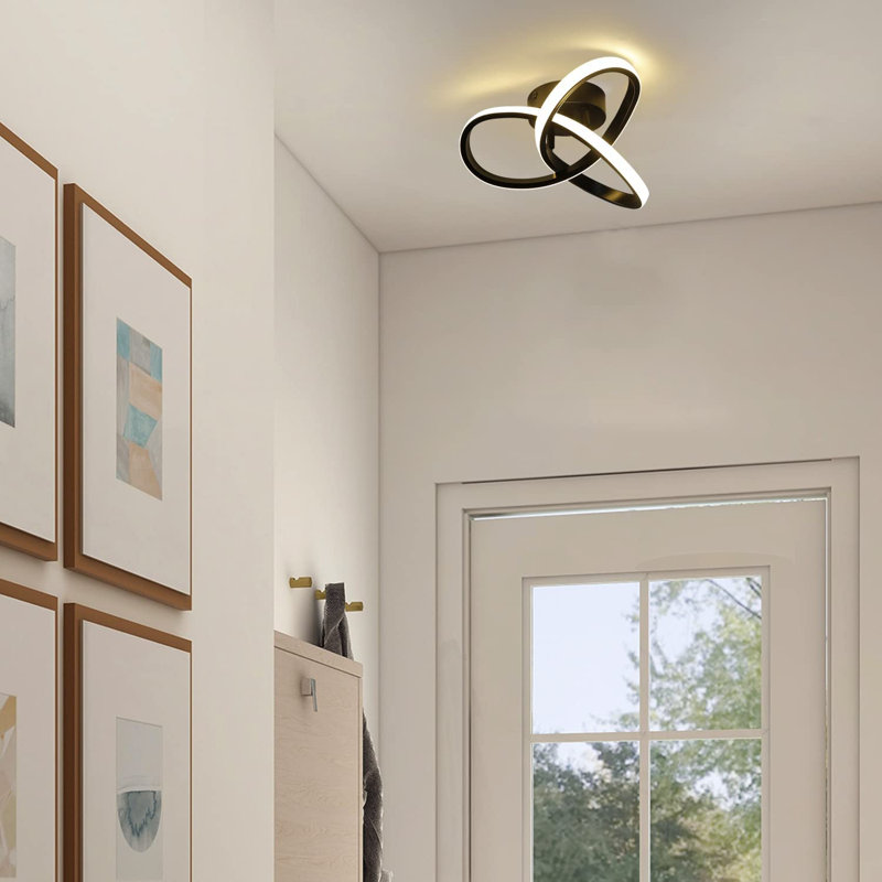 2-Light 24cm LED Flush Mount, Black