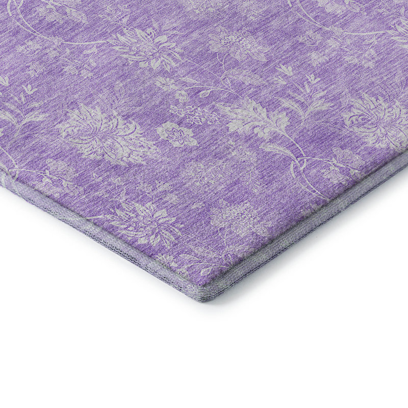 Premium Machine Washable Prisco Lilac Rug, Rectangle 2'6" x 3'10"