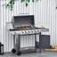 Outsunny 6+1 Burner Gas BBQ Grill Garden Barbecue with Wheels, Cabinet Grey