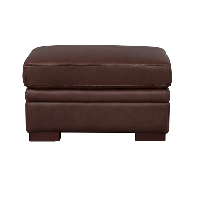 Dillon Upholstered Ottoman, Brown Genuine Leather
