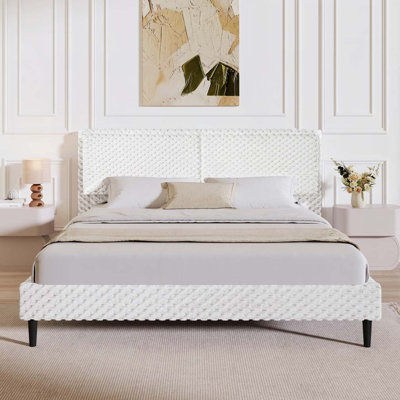 Simple Modern Camel Plush Soft Bed with Comfortable Backrest and King Size, Perfect for Relaxation and Style