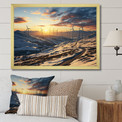 Sunset Wind Turbines Mountain View III - Wind Turbines Wall Art