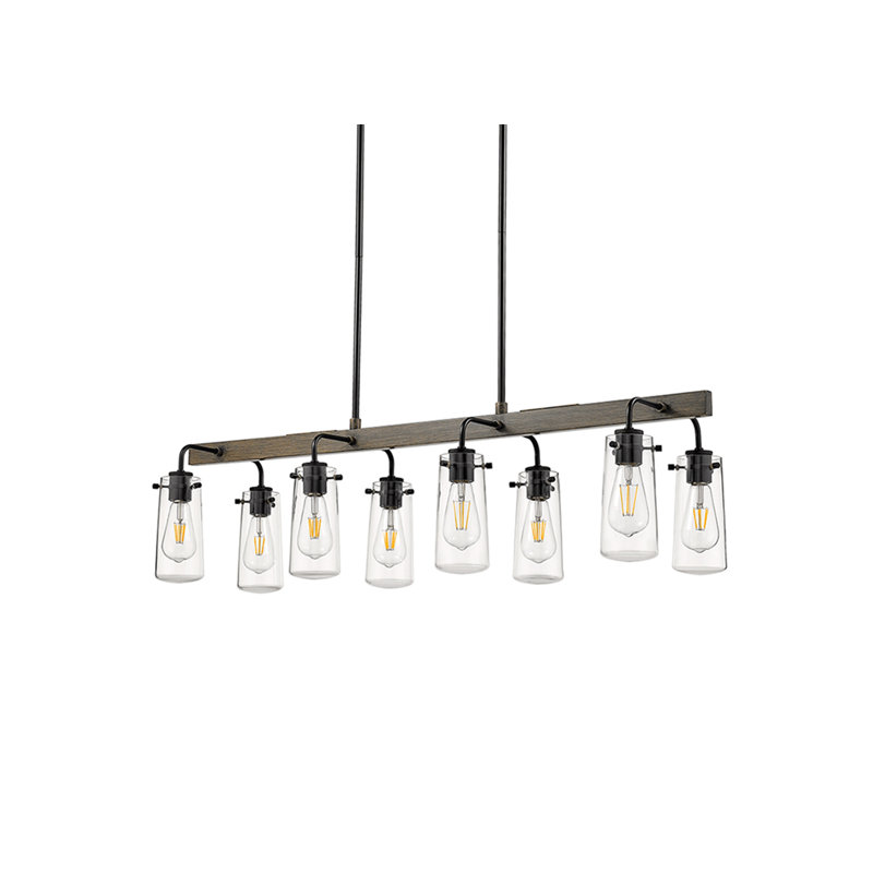 Declo 8 - Light Steel Kitchen Island Modern Linear and Cylinder Chandelier