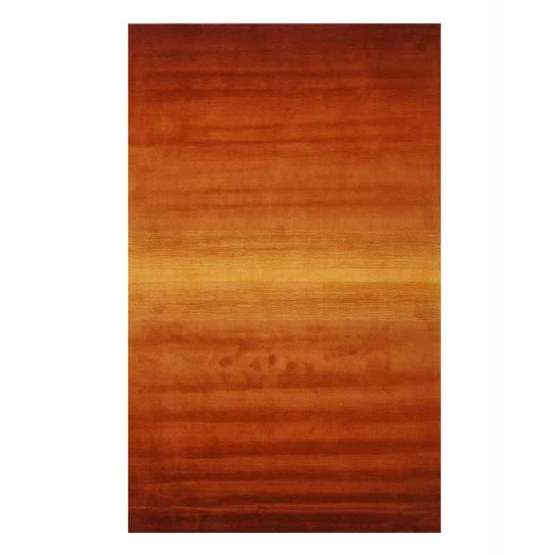 Ruby Classic Orange Handmade Wool Rug, Rectangle 5' x 8'
