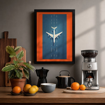 Aircraft in Flight Geometric 1 Piece Single Picture Frame Wall Art