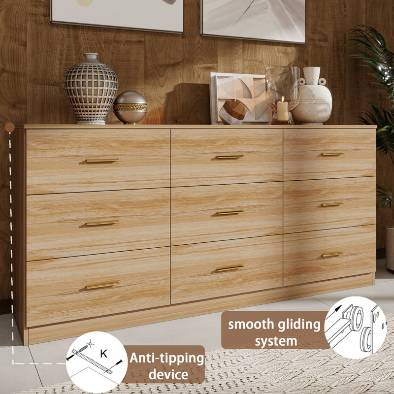 9-drawer Dresser For Bedroom, Yellow