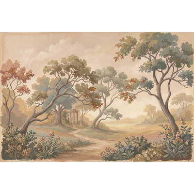 Papier peint paysage mural Pastorale campagne ruines classiques décoration murale amovible