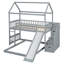 Lit superposé simple au-dessus de simple avec glissières et tiroirs de rangement, cadre de lit de maison avec marches pour enfants-1731280441