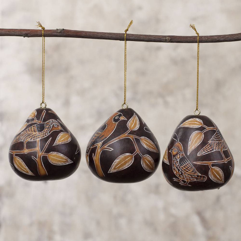 Ensemble d’ornement figurine suspendue 3 pièces pour les oiseaux de soleil gourde