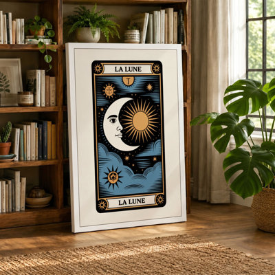 La Lune Tarot Card Vintage 1 Piece Wrapped Canvas Wall Art