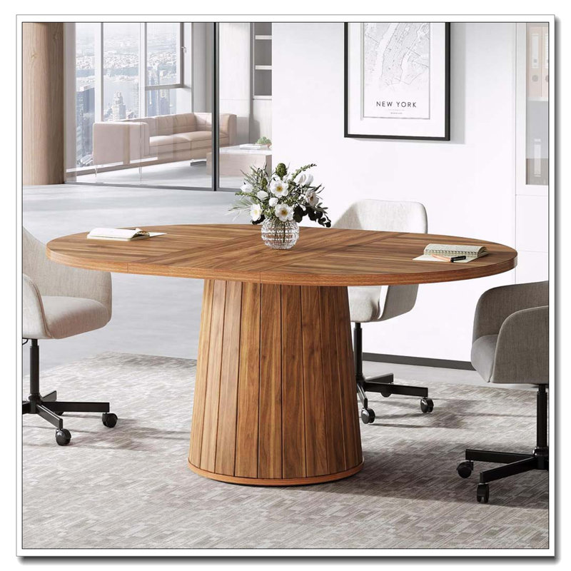 Table de conférence ovale en bois