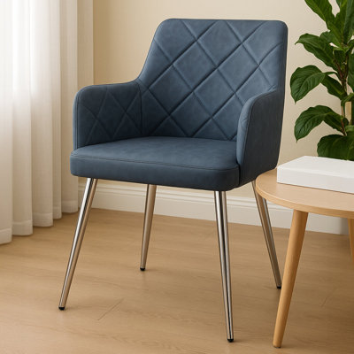 Tufted Polyester Upholstered Side Chair in Silver, Grey
