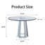 Table de salle à manger moderne en verre trempé minimaliste moderne avec base en miroir, idéale pour les espaces de salle à manger élégants et fonctionnels