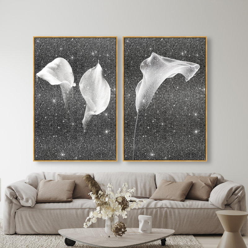 Calla Lily Set Set by Oliver Gal, 37"H x 55"W, Gold Floater Frame