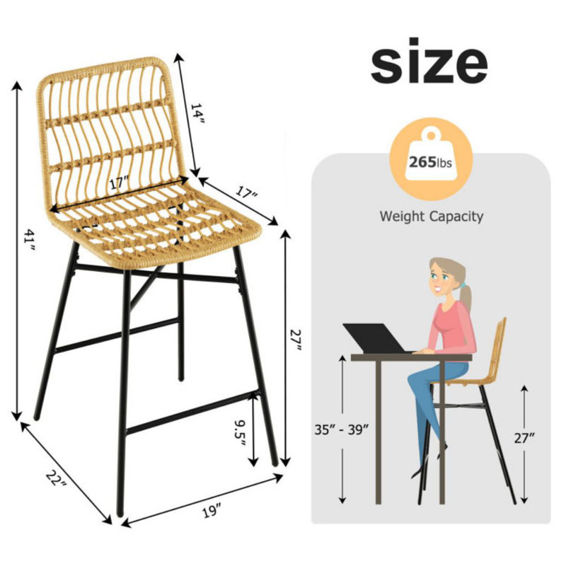 Lirah Counter Stool with Metal Frame