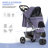 Foldable Pet Dog and Cat Stroller with Adjustable Canopy Storage Basket and Cup Holder for Small and Medium Pets