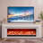 Beige Solid Wood TV Cabinet Fireplace