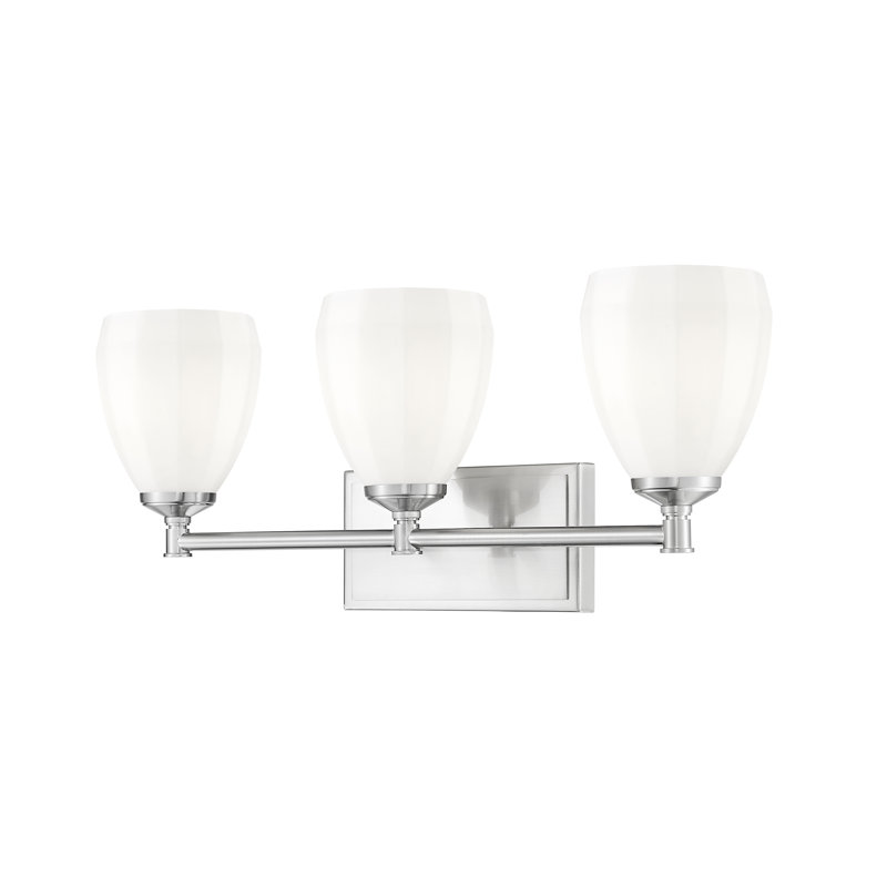 Coiffeuse Mattera, H 10 po x l 24 po x P 6,5 po, Nickel brossé, Trois lumières