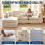 Canapé d'angle modulaire Chenille Cloud avec méridienne et pouf, canapé compressible 3 pièces, sans assemblage, beige-97639122