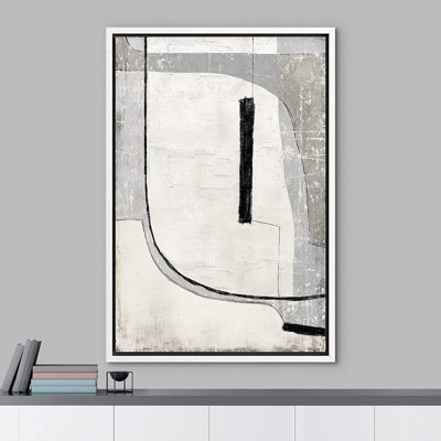 Geometric Line " IDEA4WALL Framed Canvas Print Wall Art Grunge Retro Industrial Geometric Color Field Abstract Shapes Illustrations Modern Decorative Contemporary For Living Room, Bedroom, Office "