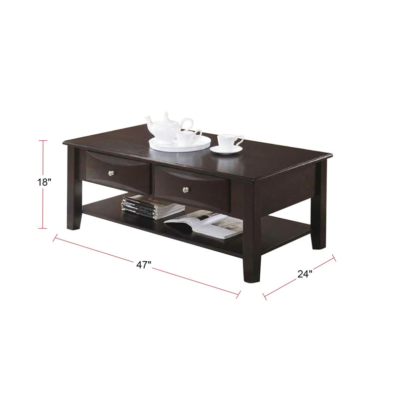 Table basse à deux tiroirs en brun