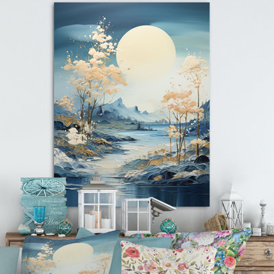 Encre liquide blanche et bleue IV - Paysage, art mural