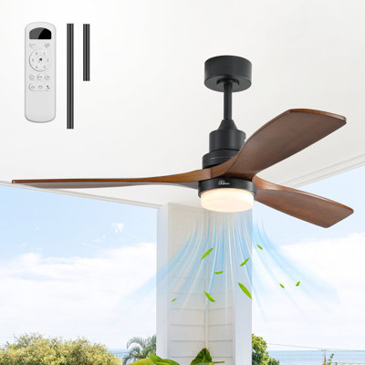 Nicola 52'' 3 - Blade Modern Ceiling Fan with Remote Control and Light Kit