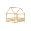 Lit en bois avec structure de toit, garde-corps de sécurité pour chambre à coucher-549835214-549835216