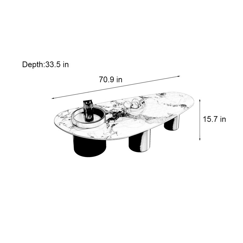 Table basse Light, H 15,7 po x L 70,9 po x l 33,5 po