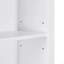Armoire de rangement blanche avec quatre portes, tiroirs, tablette réglable et six tablettes ouvertes