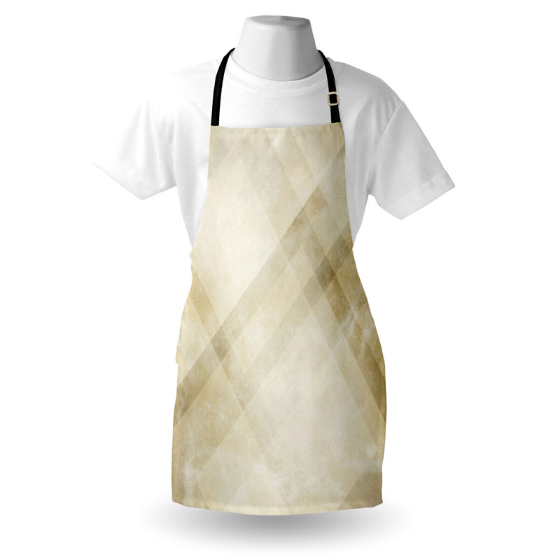 Tablier East Urban Home beige unisexe, rayé triangulaire rétro, taille adulte, beige foncé