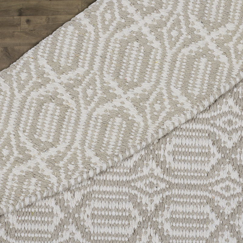 Bester Hand Woven Cotton Geometric Rug, Round 6'