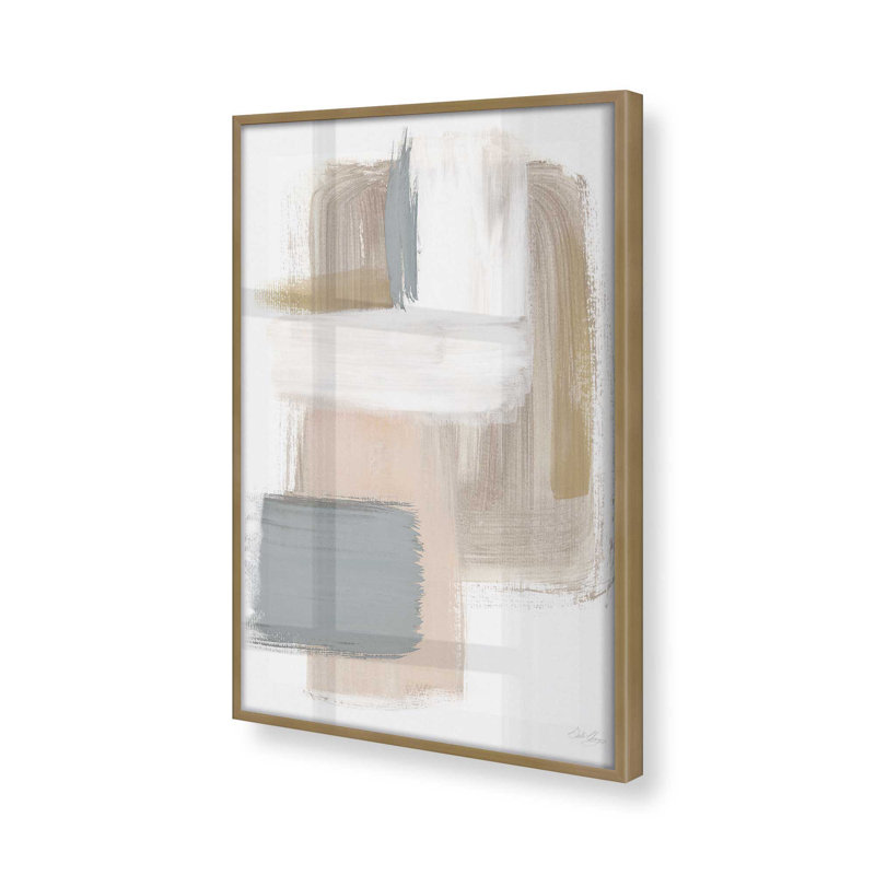 «Beige Ballet V1» sur papier, Cadre doré brossé, H 25,25 po x l 19,25 po