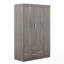 Armoire 3 portes avec 2 tiroirs, effet grain de bois gris pour des solutions de rangement modernes et spacieuses-265022323