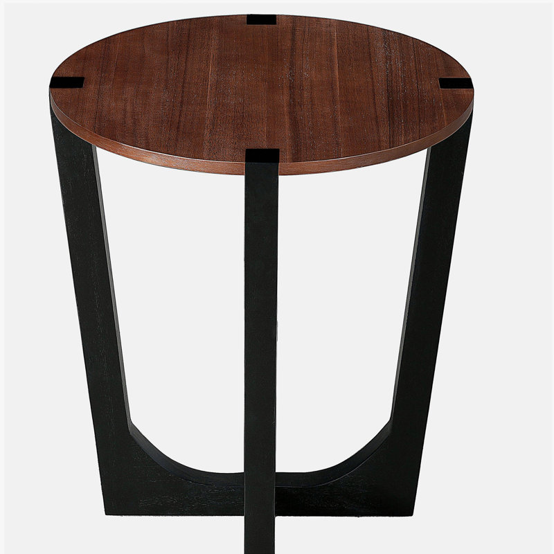 Table d'appoint en bois massif d'acacia avec plateau circulaire, parfaite pour une utilisation moderne et polyvalente