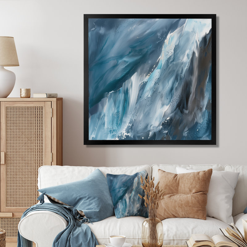 Cadre photo « splash blue indigo », reproduction d’art sur toile, H 30 po x l 30 po x P 1 po, Cadre noir